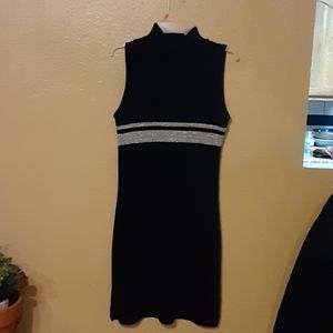 Silver striped black dress